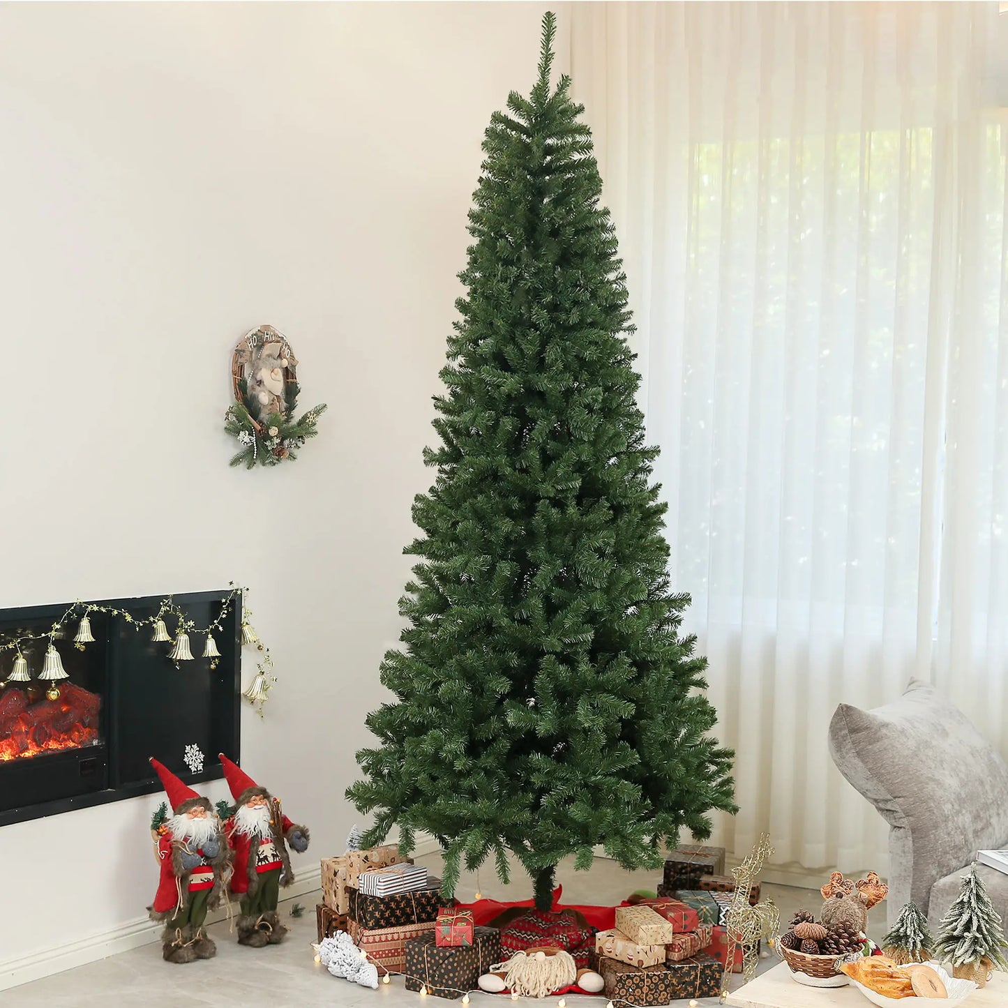 9ft Artificial Christmas Tree, 2132 Branch Tips, Auto Open, Steel Base, Green Artificial Christmas Trees at Gallery Canada