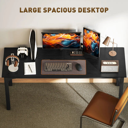 71" Computer Desk, Metal Legs, Distressed, Black Computer Desks at Gallery Canada
