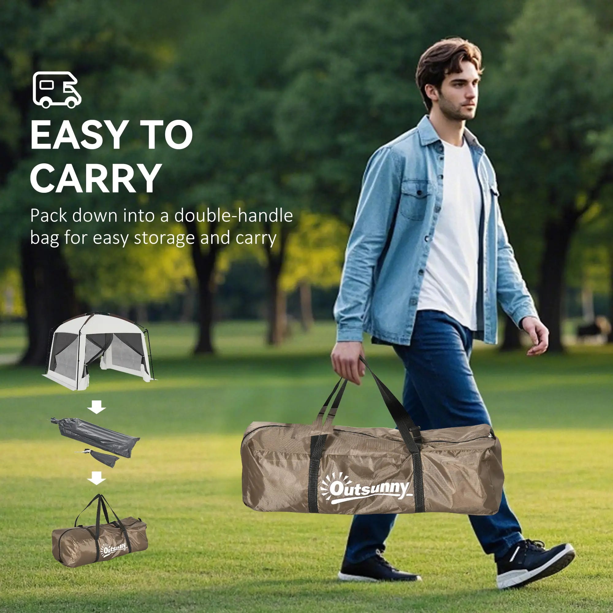 10' x 10' Screen Tent, UV50+ Protection, Fits 6-8 People, White Pop Up Canopies at Gallery Canada