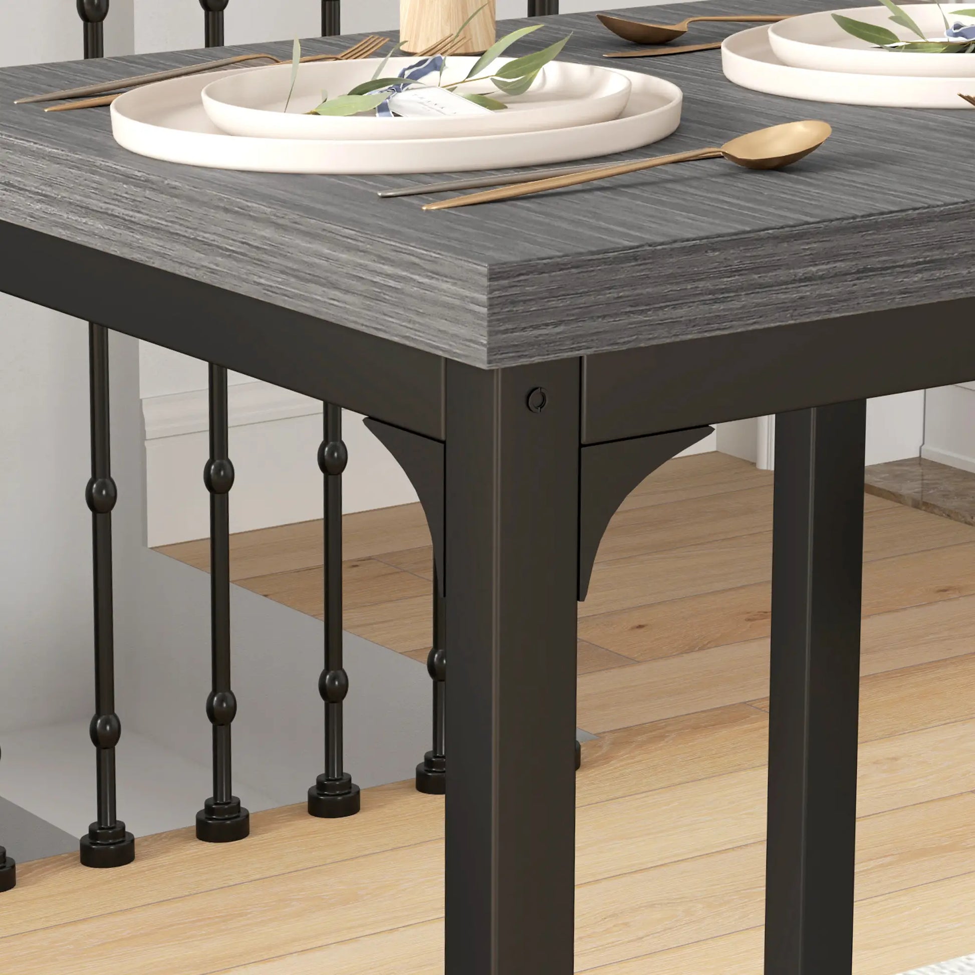 Dining Table Set for 2, 3 Piece, Metal Legs, Grey Dining Table Sets at Gallery Canada