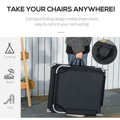 Outdoor Folding Chaise Lounge, Adjustable Backrest, Breathable Mesh, Black Lounger Chairs at Gallery Canada