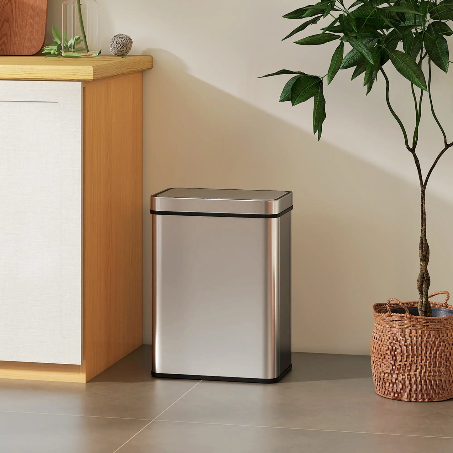 13.2 Gallon Sensor Can, Automatic Garbage Can, Stainless Steel, Silver Household Supplies at Gallery Canada