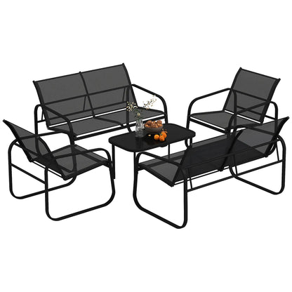 4 Piece Patio Furniture Set, 2 Loveseats, 2 Armchairs, Glass Table, Black Patio Furniture Sets at Gallery Canada