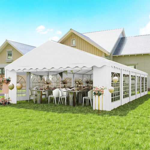 20' x 40' Party Tent, Removable Sidewalls, 12 Windows, White