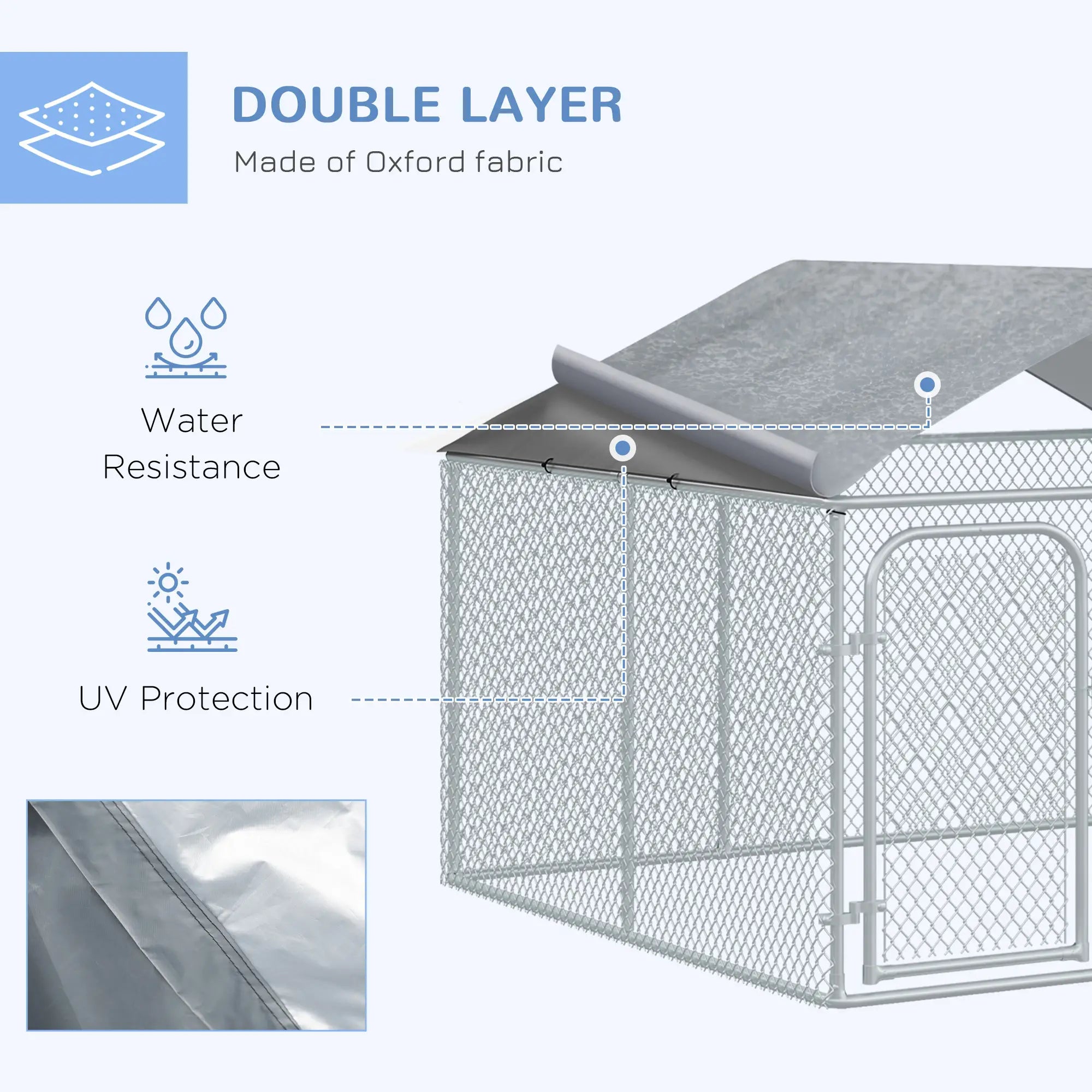 Outdoor Dog Kennel With Roof, Waterproof UV-Resistant Cover, Secure Lock, 7.5' x 7.5' x 5.7' Houses, Kennels & Pens at Gallery Canada