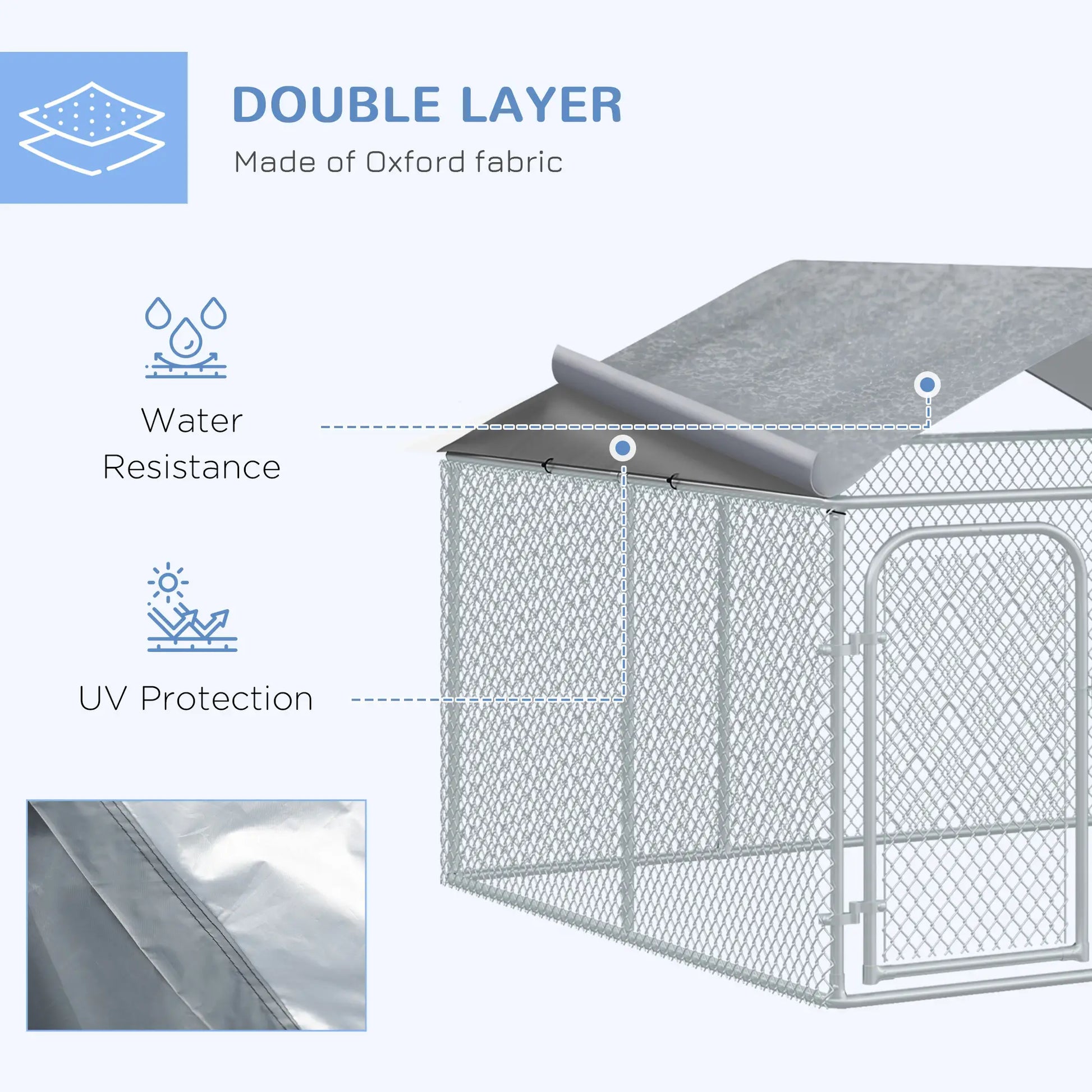 Outdoor Dog Kennel With Roof, Waterproof UV-Resistant Cover, Secure Lock, 7.5' x 7.5' x 5.7' Houses, Kennels & Pens at Gallery Canada