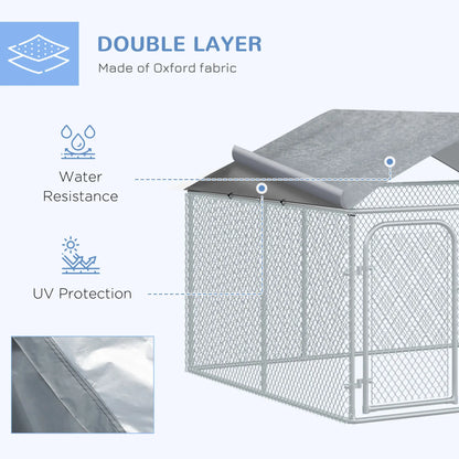 Outdoor Dog Kennel With Roof, Waterproof UV-Resistant Cover, Secure Lock, 7.5' x 7.5' x 5.7' Houses, Kennels & Pens at Gallery Canada