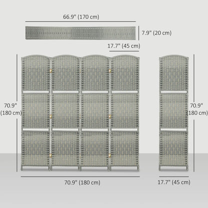 6 FT Privacy Screen, 4 Panel Room Divider With Shelves, Grey Room Dividers at Gallery Canada