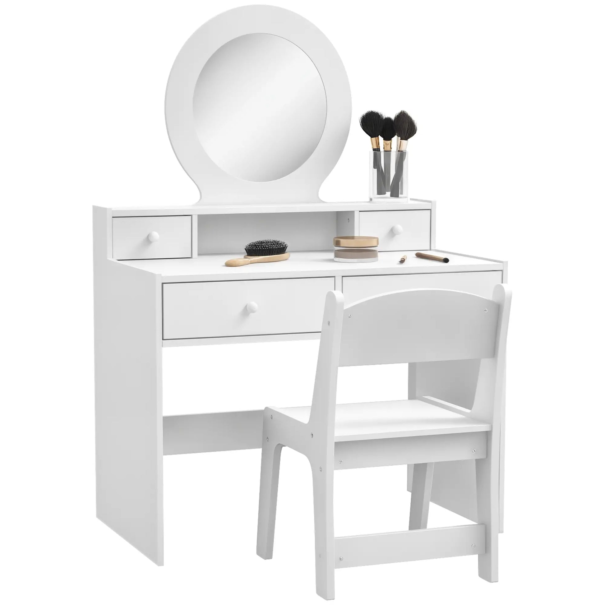 Kids Vanity Set, Makeup Table with Mirror, Stool, Drawers, White Toy Vanity at Gallery Canada