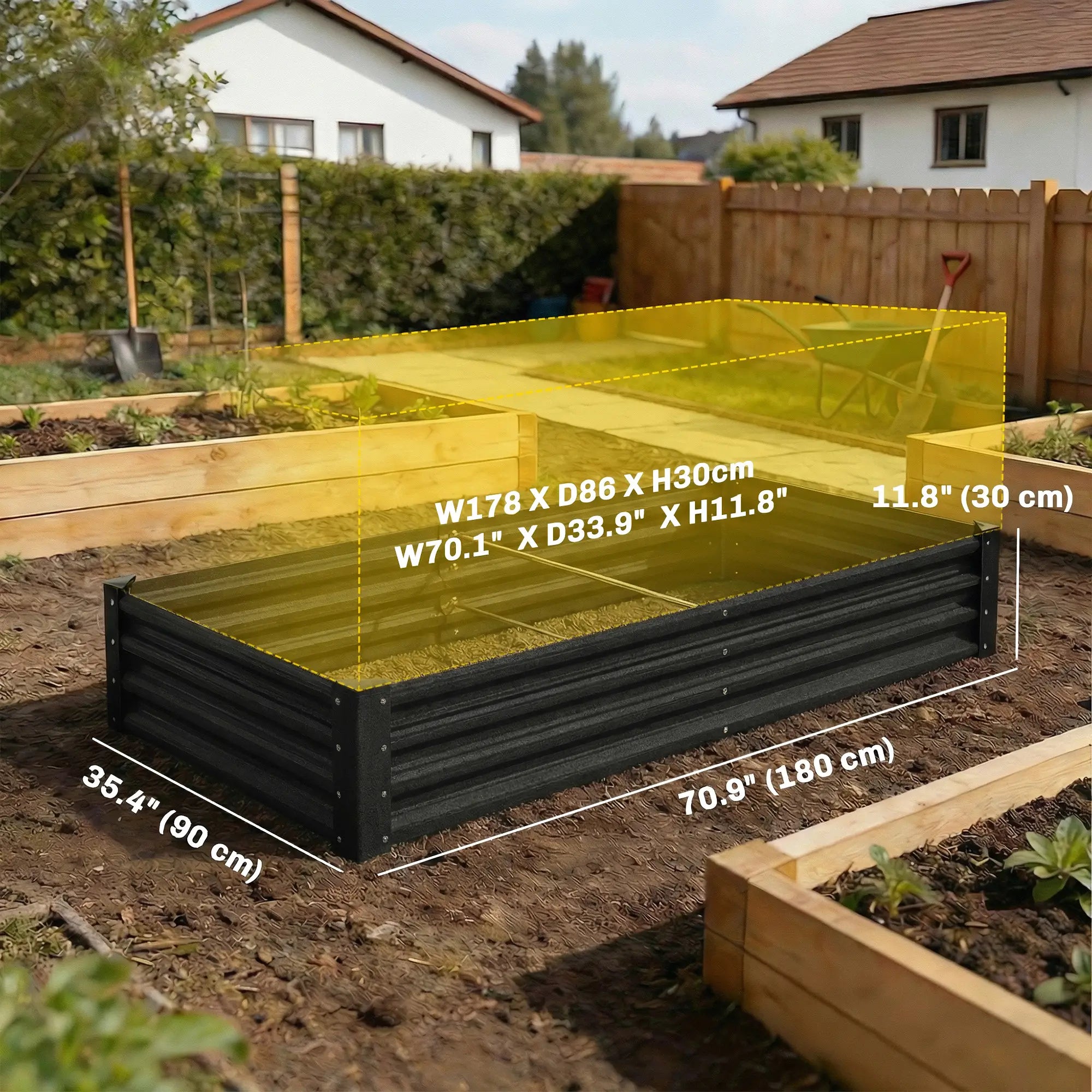 6 x 3 x 1ft Galvanized Raised Garden Bed, Black Outdoor Planter Box, Black Galvanized Planter Boxes at Gallery Canada