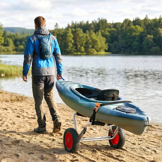 198LBS Kayak Cart, Foldable Canoe Dolly, Aluminum Frame, Silver Kayak Carts Silver, Black, Red at Gallery Canada