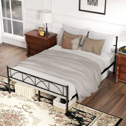 Metal Full Platform Bed Frame, Headboard, Steel Slat Support, Underbed Storage Bedroom Furniture at Gallery Canada