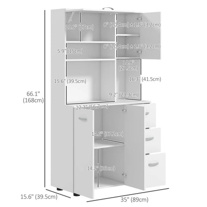 Freestanding Kitchen Microwave Cabinet Tall Cabinet with Doors Drawers Shelves, White Kitchen Pantry Cabinets at Gallery Canada