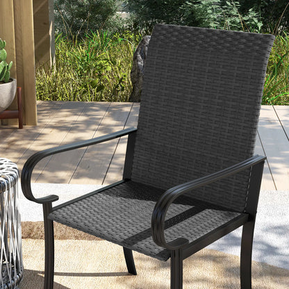4 Piece PE Rattan Dining Chairs, Steel Frame, Black Patio Chairs at Gallery Canada