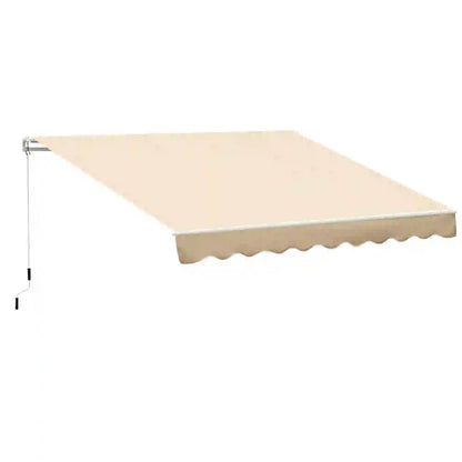10' x 8' Retractable Awning, Sun Shade Canopy, Aluminum Frame, UV Protection, Beige Deck Awnings Beige at Gallery Canada