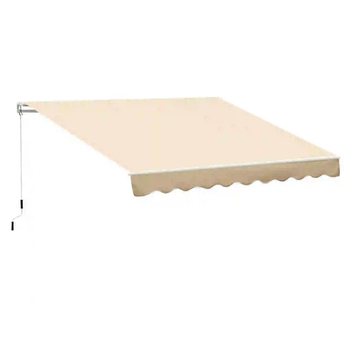 10' x 8' Retractable Awning, Sun Shade Canopy, Aluminum Frame, UV Protection, Beige