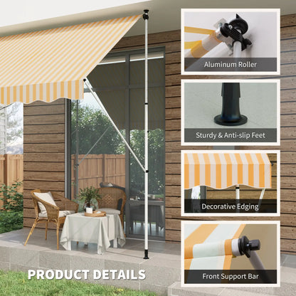 10x5ft Manual Retractable Awning, Sun Shade Canopy, Water Resistant, Yellow Door Awnings at Gallery Canada