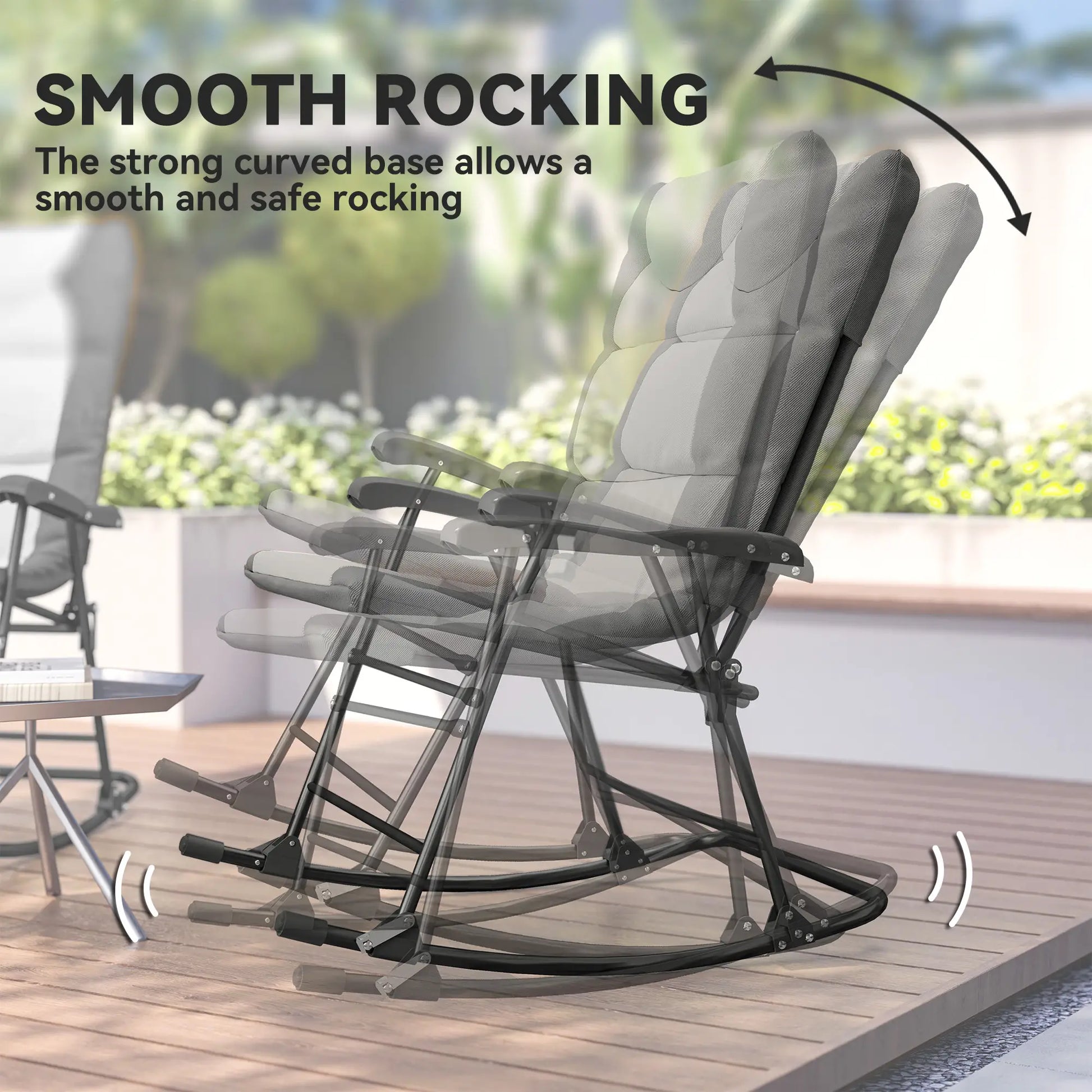 Folding Rocking Chair Set, 2 Padded Rockers with Armrest, Light Grey Outdoor Rocking Chairs at Gallery Canada
