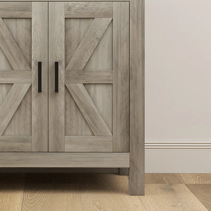 Farmhouse Buffet Cabinet, 2 Drawers, 2 Cabinets, Adjustable Shelves, Grey Bar Cabinets at Gallery Canada