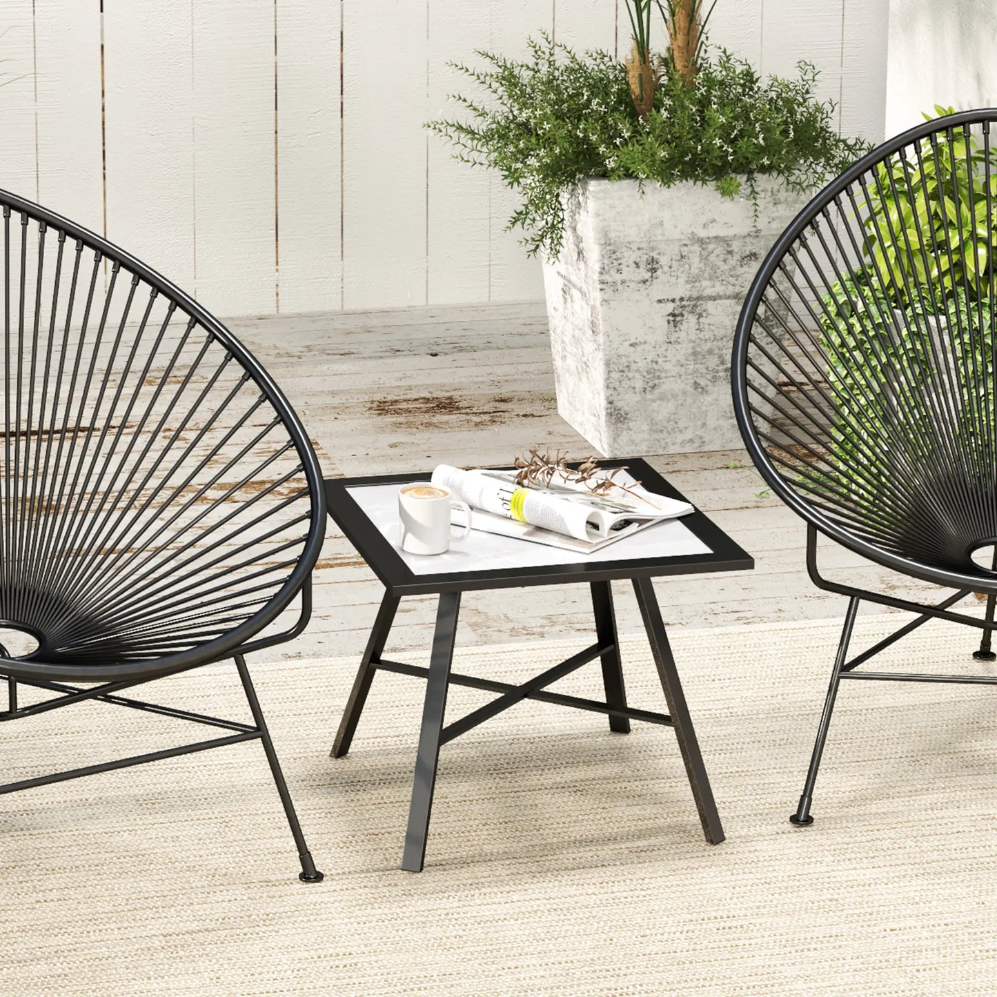 Small Outdoor Side Table, SPC Tabletop, Grey Patio Side Tables at Gallery Canada