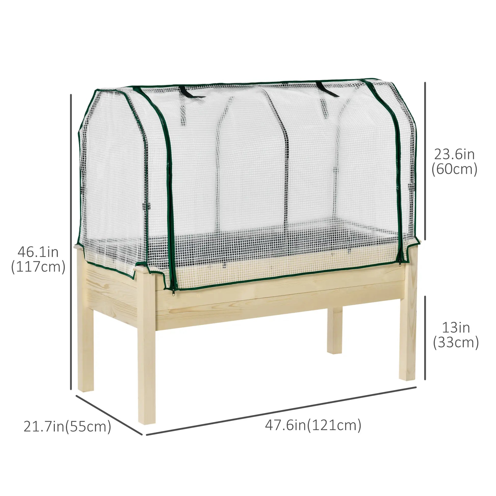 Raised Garden Bed With PE Cover, Elevated Wood Planter, 48 x 22 x 46 Inch, Natural Elevated Garden Beds at Gallery Canada