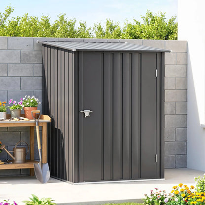 3.3' x 3.4' Lean-To Storage Shed, Galvanized Steel, Lockable Door, Dark Gray Sheds at Gallery Canada