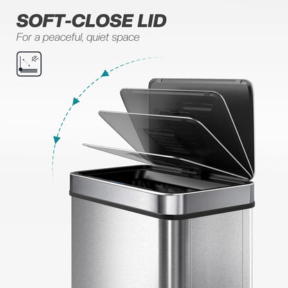 13.2 Gallon Sensor Can, Automatic Garbage Can, Stainless Steel, Silver Household Supplies at Gallery Canada