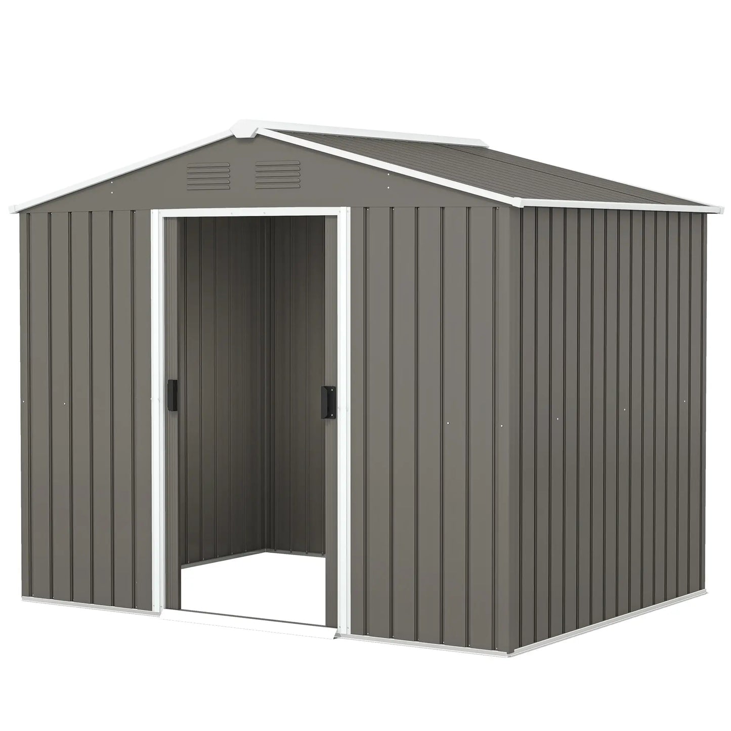 8' x 6' Metal Storage Shed, Lockable Doors, Vents, Light Grey Sheds Light Grey at Gallery Canada