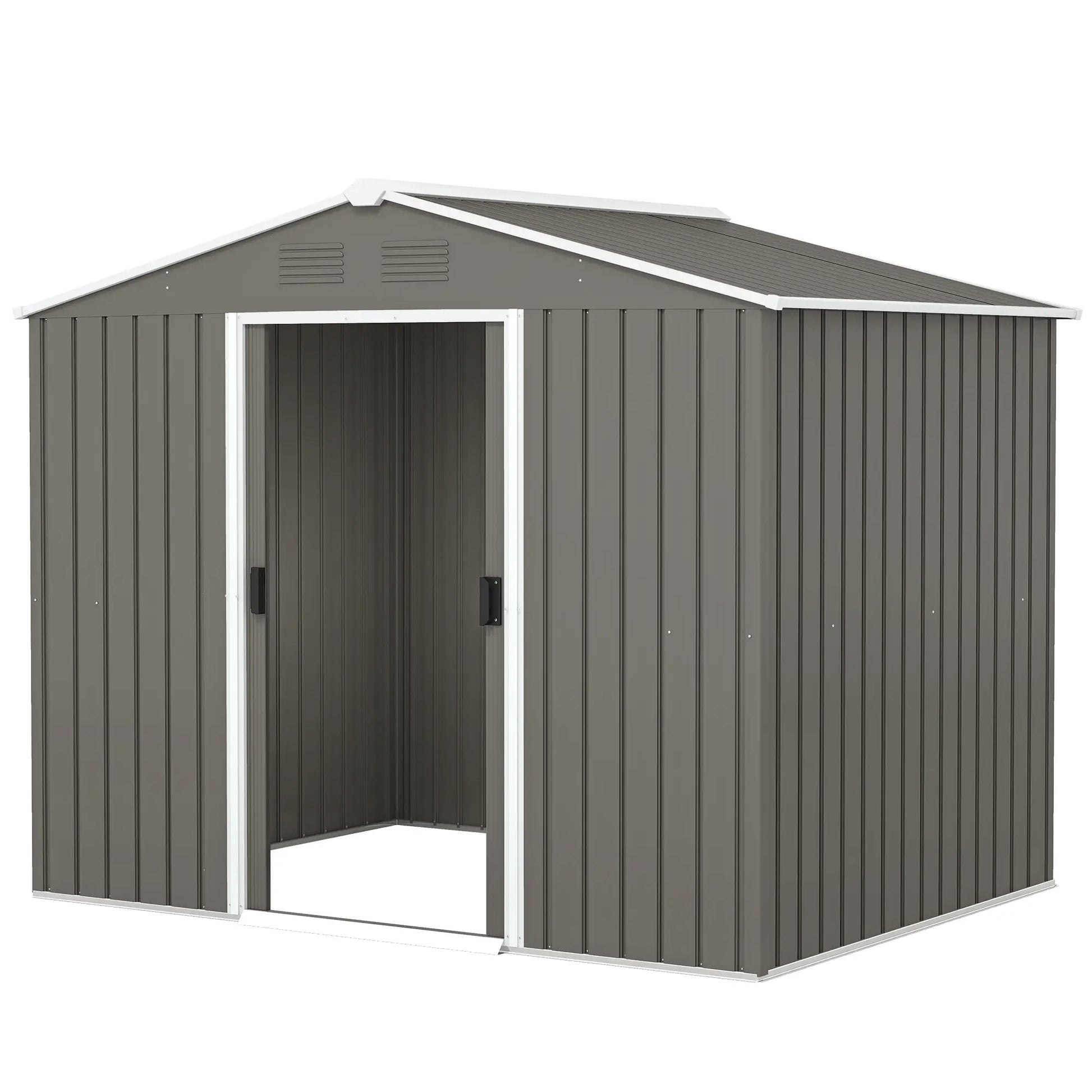 8' x 6' Metal Storage Shed, Lockable Doors, Vents, Light Grey Sheds Light Grey at Gallery Canada