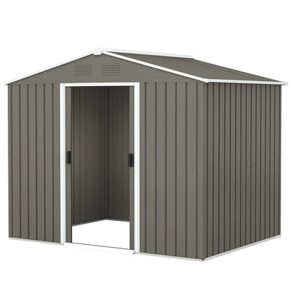 8' x 6' Metal Storage Shed, Lockable Doors, Vents, Light Grey Sheds Light Grey at Gallery Canada