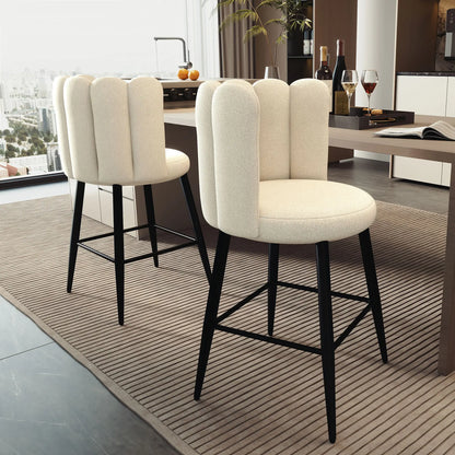 Faux Cashmere Bar Stools, Set of 2, Counter Height, 20.5"x19.7"x36.6", Cream Bar Stools at Gallery Canada