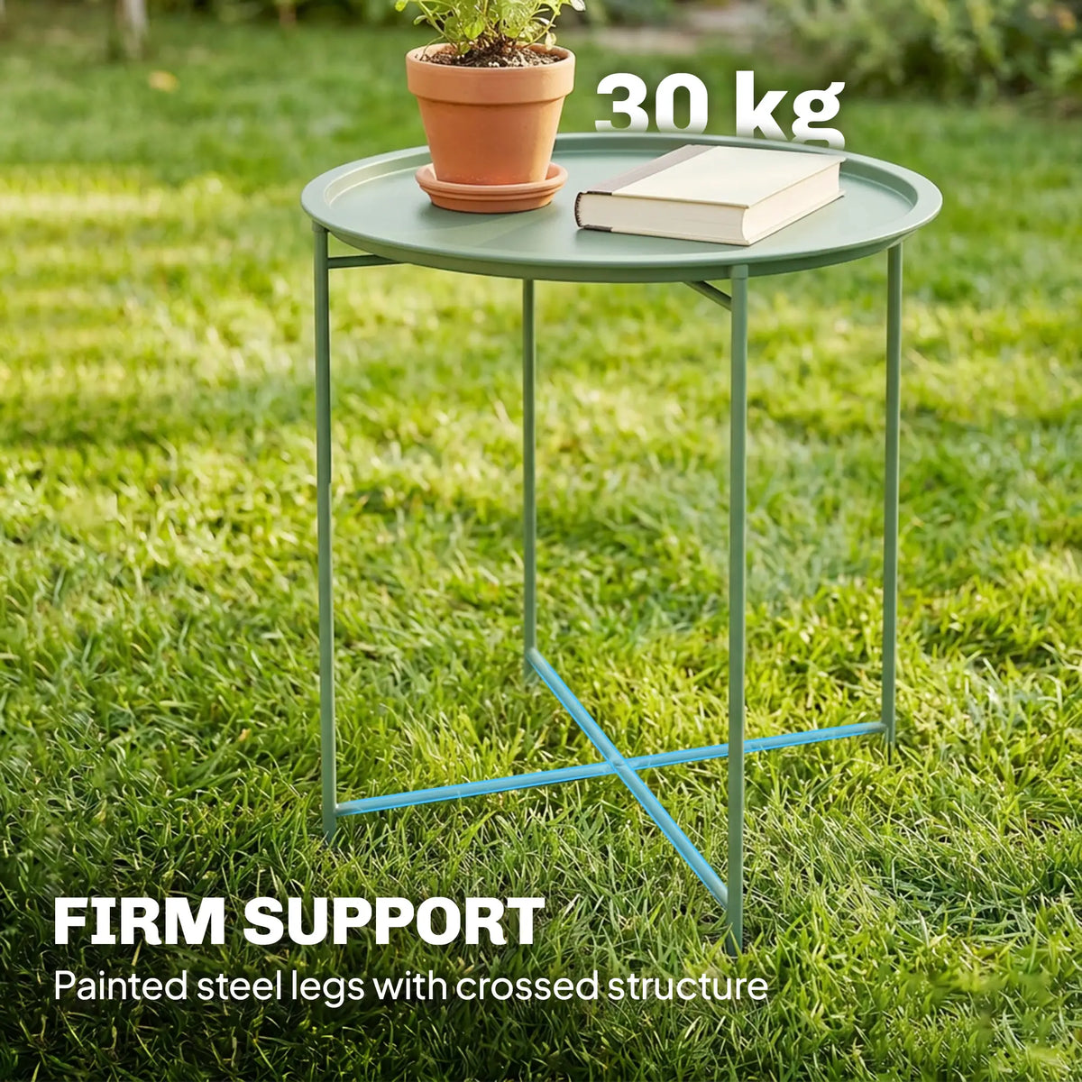 18" Outdoor Side Table, Removable Tray, Folding Legs, Green Patio Side Tables at Gallery Canada