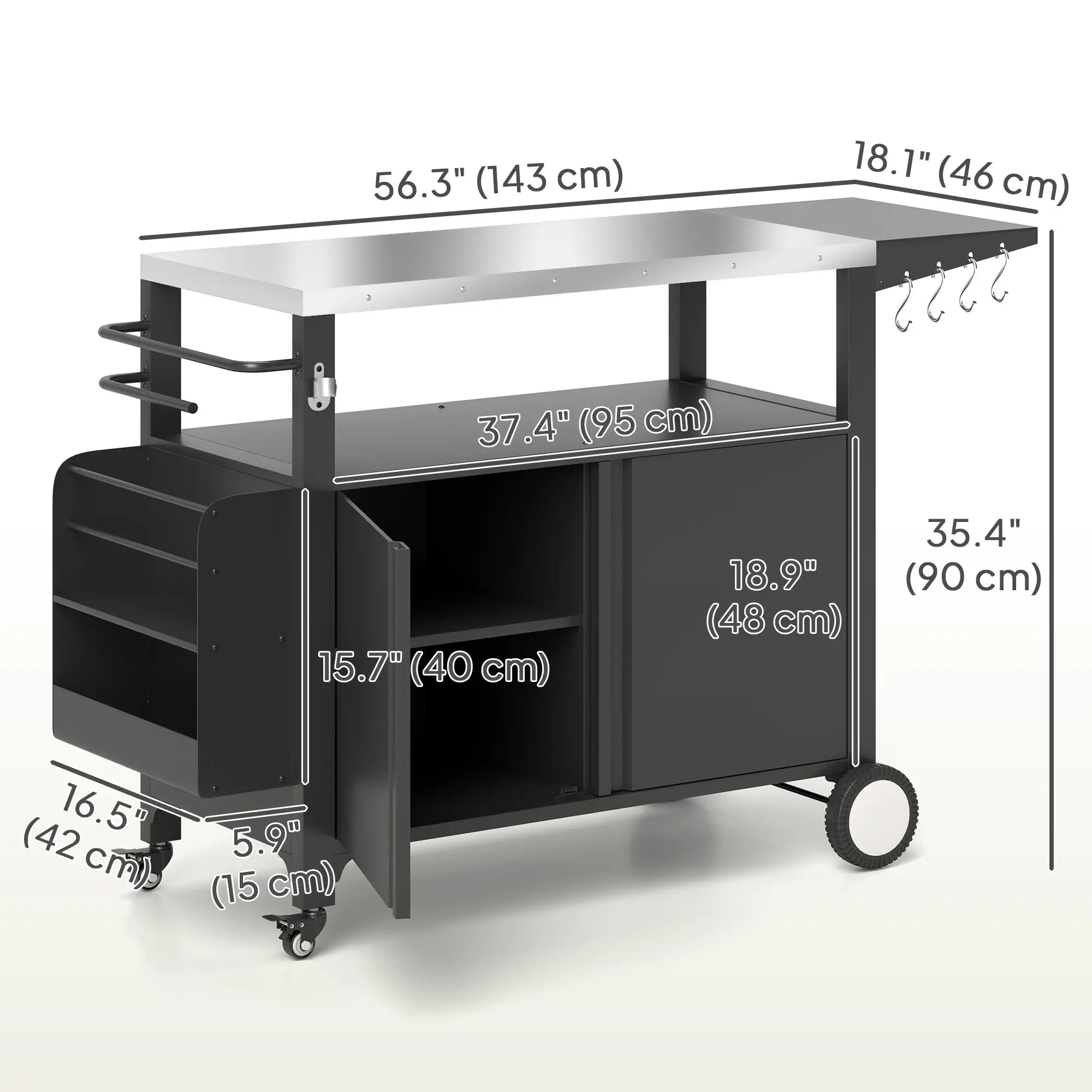 Outdoor Grill Cart With Foldable Side Table, Stainless Steel Tabletop, Pizza Oven Stand Outdoor Grill Carts at Gallery Canada