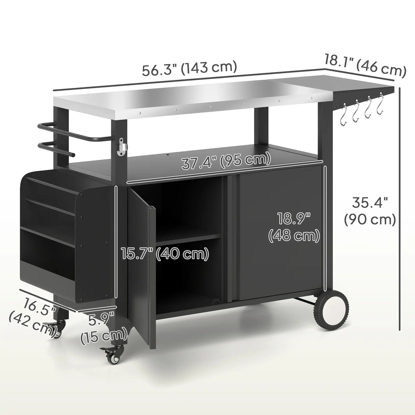 Outdoor Grill Cart With Foldable Side Table, Stainless Steel Tabletop, Pizza Oven Stand Outdoor Grill Carts at Gallery Canada