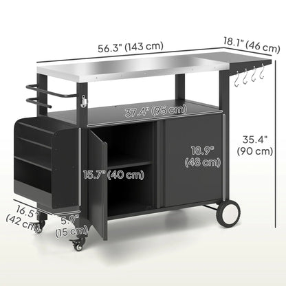 Outdoor Grill Cart With Foldable Side Table, Stainless Steel Tabletop, Pizza Oven Stand Outdoor Grill Carts at Gallery Canada