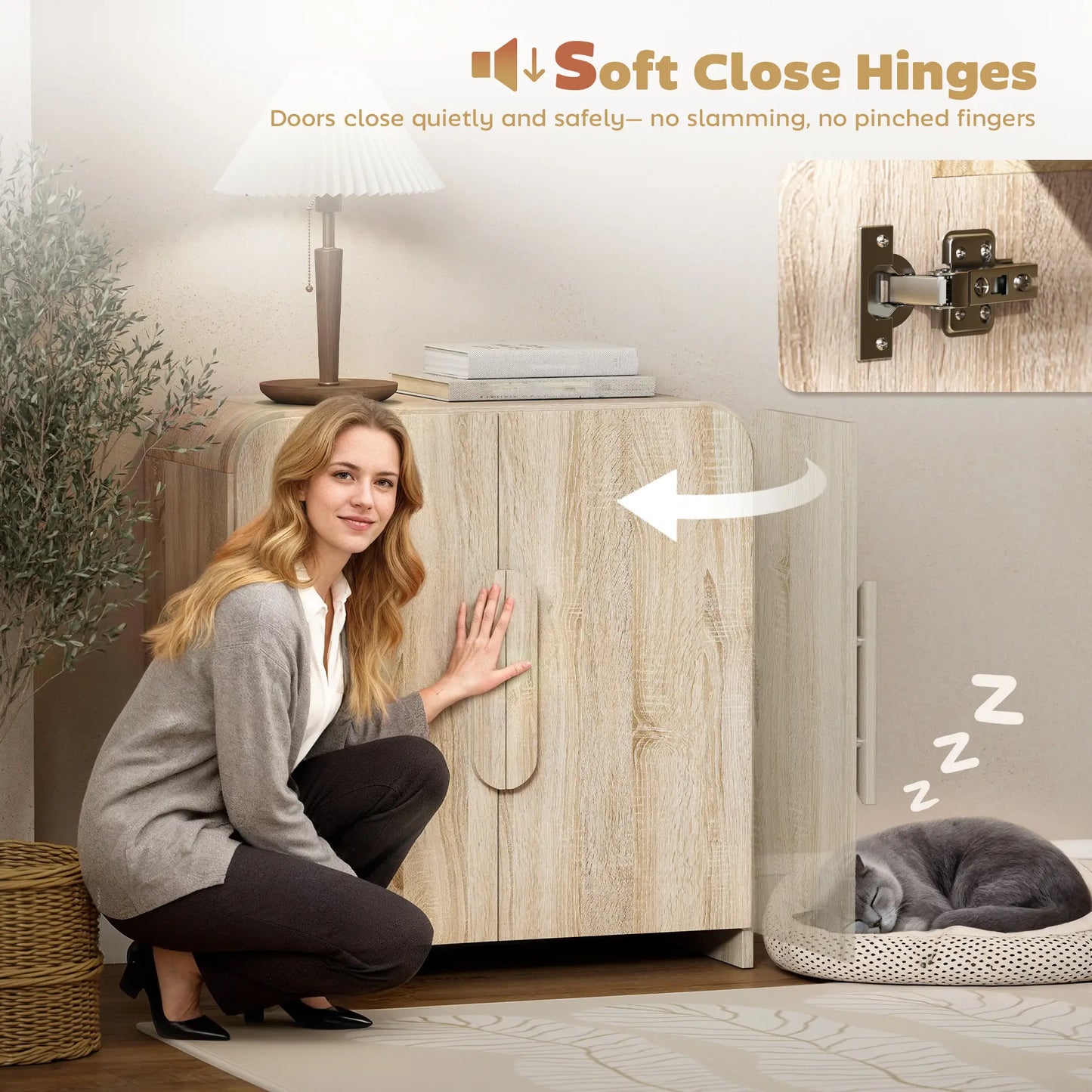 31.5" Kitchen Sideboard Cabinet, Natural Wood, Soft-Close Door, Adjustable Shelf Storage Cabinets at Gallery Canada