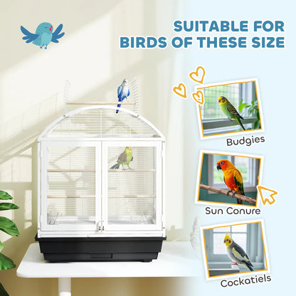30 Inch Open Top Bird Cage, Removable Tray, Food Container, Dark Grey Bird Cages at Gallery Canada