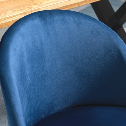 Modern Dining Chairs, Mid-Back Velvet Upholstery, Set of 4, Dark Blue Bar Stools at Gallery Canada