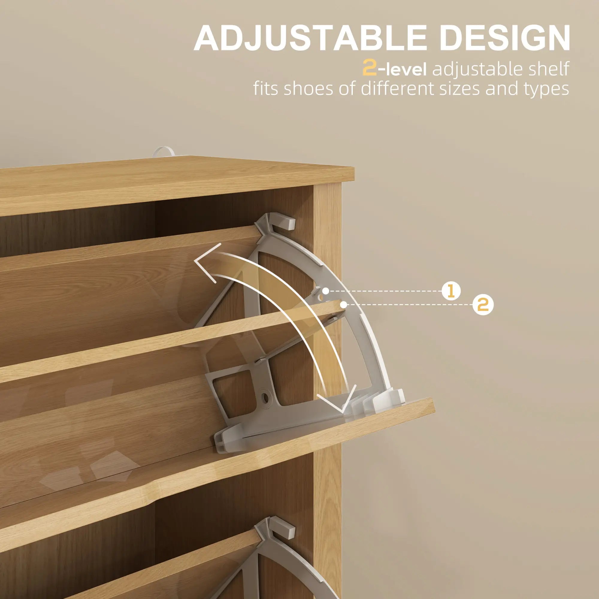 Shoe Storage Cabinet, 3 Flip Drawers, Adjustable Shelves, 18 Pairs, Natural Wood Shoe Storage Cabinets & Racks at Gallery Canada