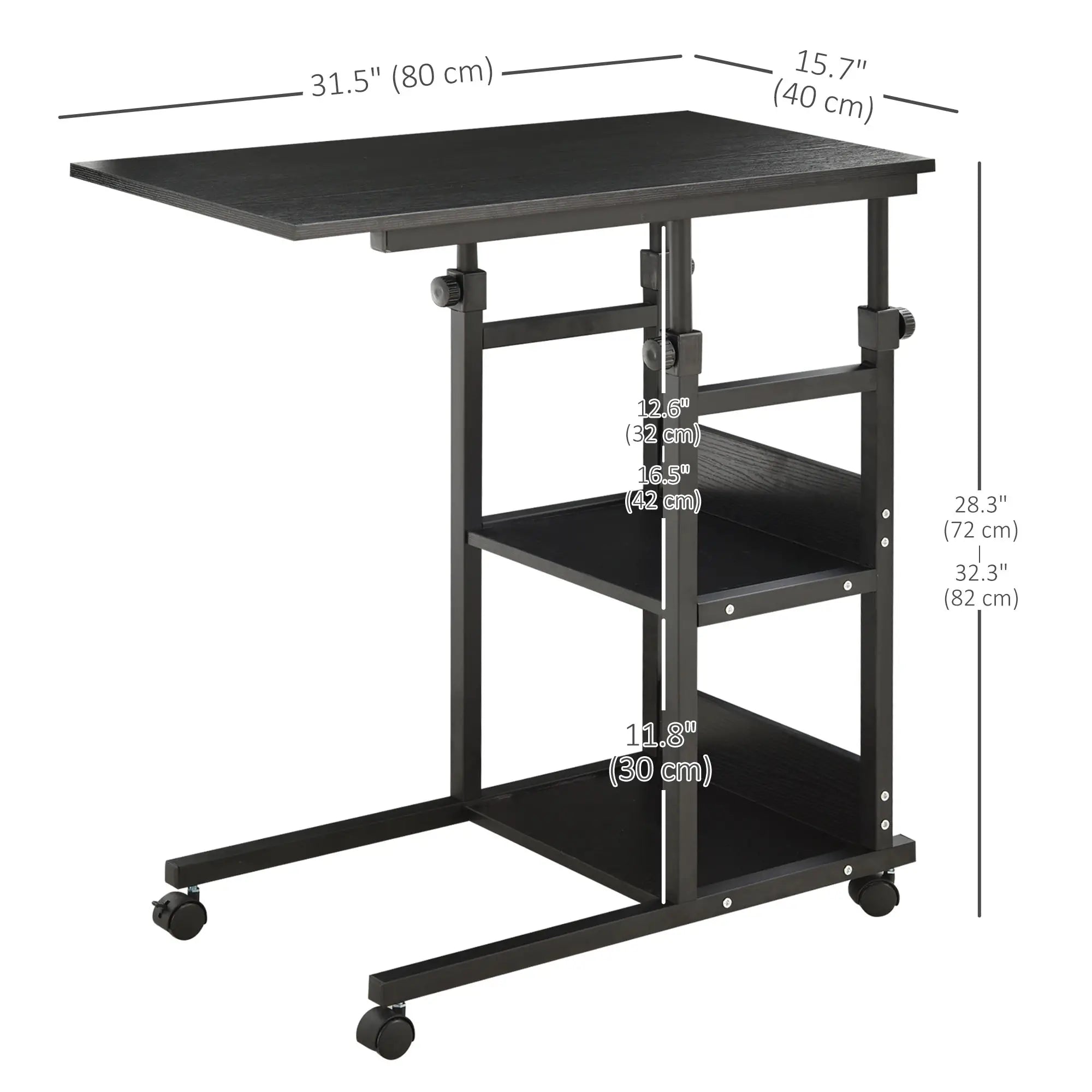 Mobile Standing Desk, Adjustable Height 31.5 inch, Black Side Tables at Gallery Canada