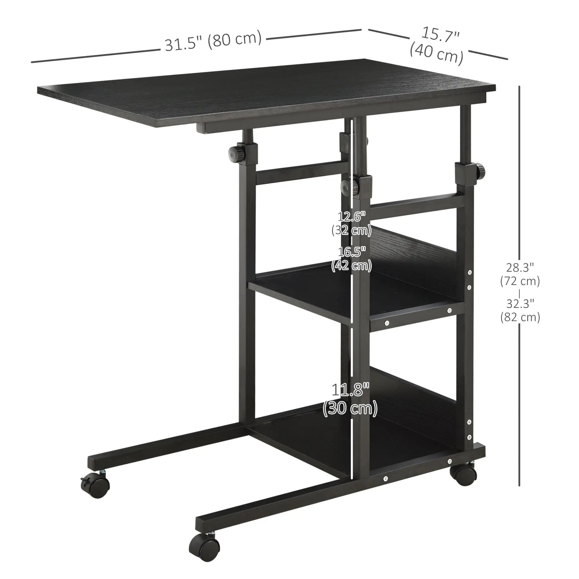 Mobile Standing Desk, Adjustable Height 31.5 inch, Black Side Tables at Gallery Canada