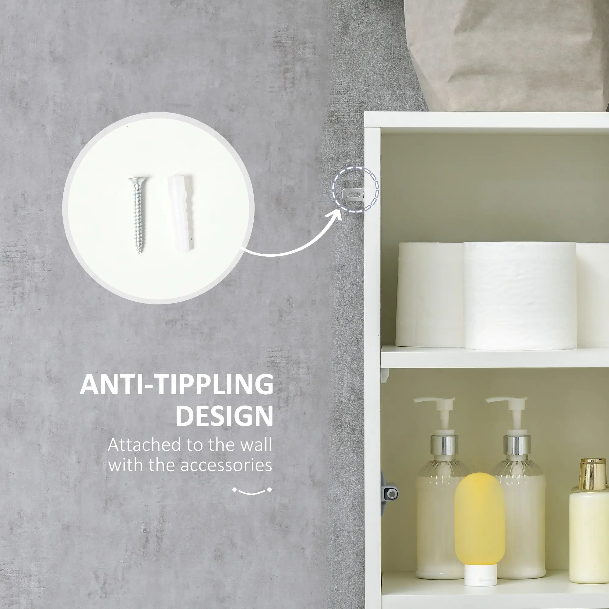 Tall Narrow Bathroom Cabinet with Doors, Drawer, Adjustable Shelves, High Gloss, White Bathroom Cabinets at Gallery Canada