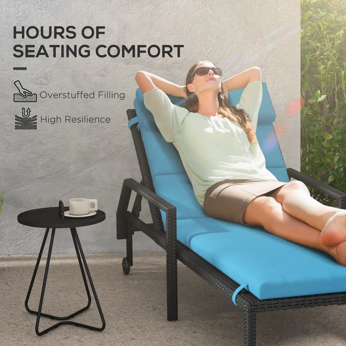 Patio Chaise Lounge Chair Cushions, Set of 2, Turquoise Patio Chair Cushions at Gallery Canada