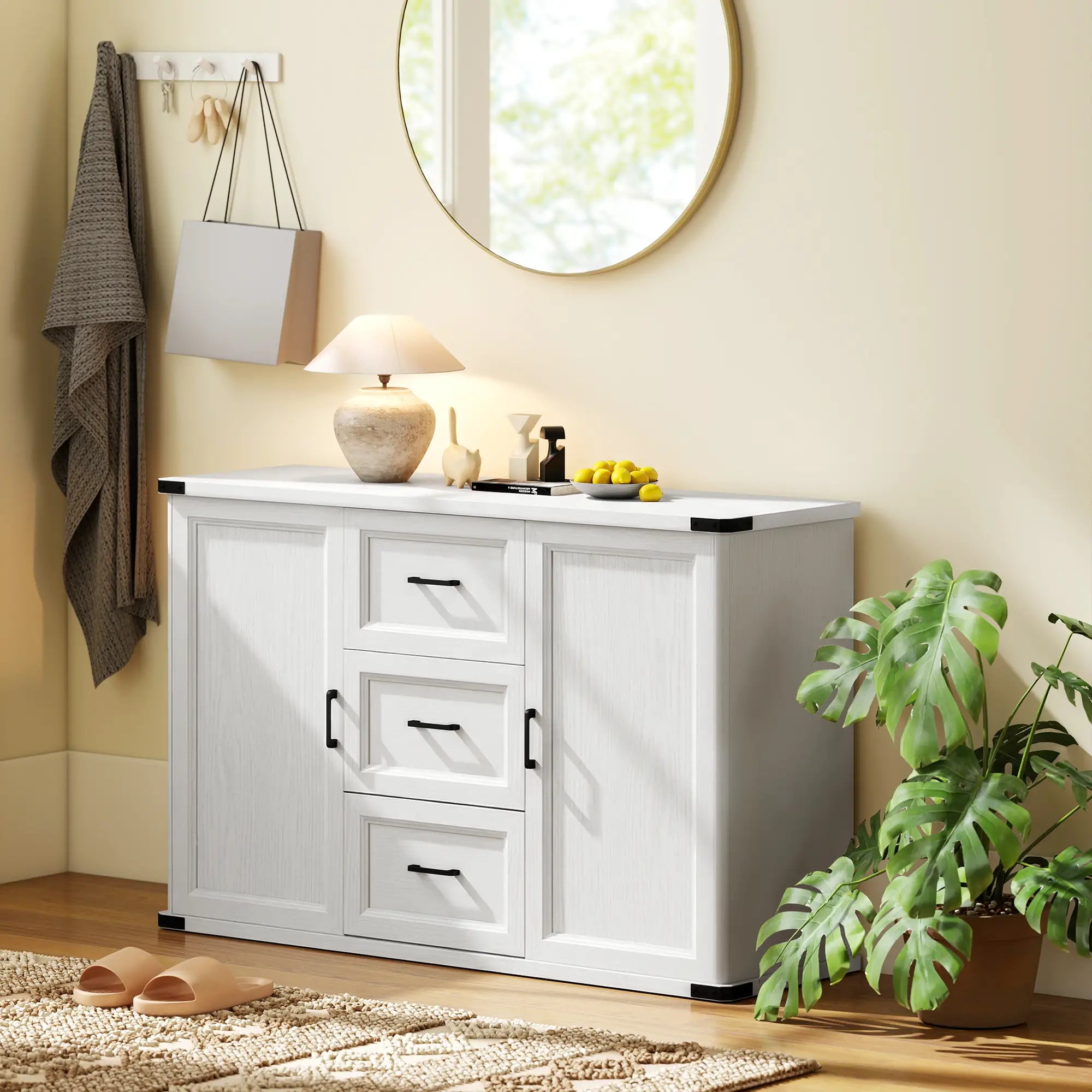 Sideboard With 3 Drawers, 2 Doors, 47