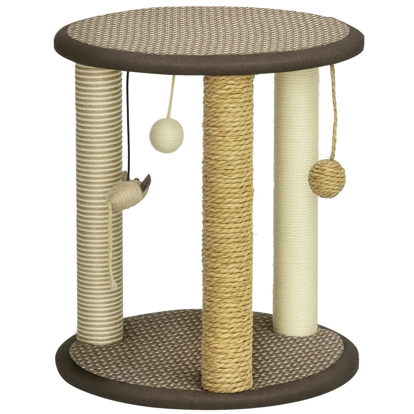 17 Cat Tree, Kitty Activity Centre, Hanging Toys, Scratching Post, Brown Cat Towers Brown, Beige at Gallery Canada