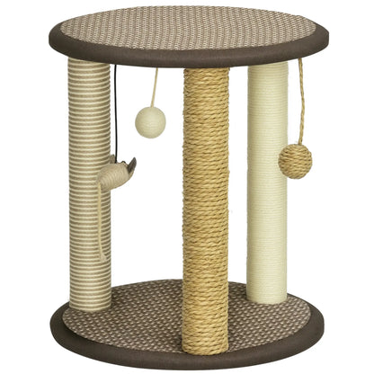 17 Cat Tree, Kitty Activity Centre, Hanging Toys, Scratching Post, Brown Cat Towers Brown, Beige at Gallery Canada