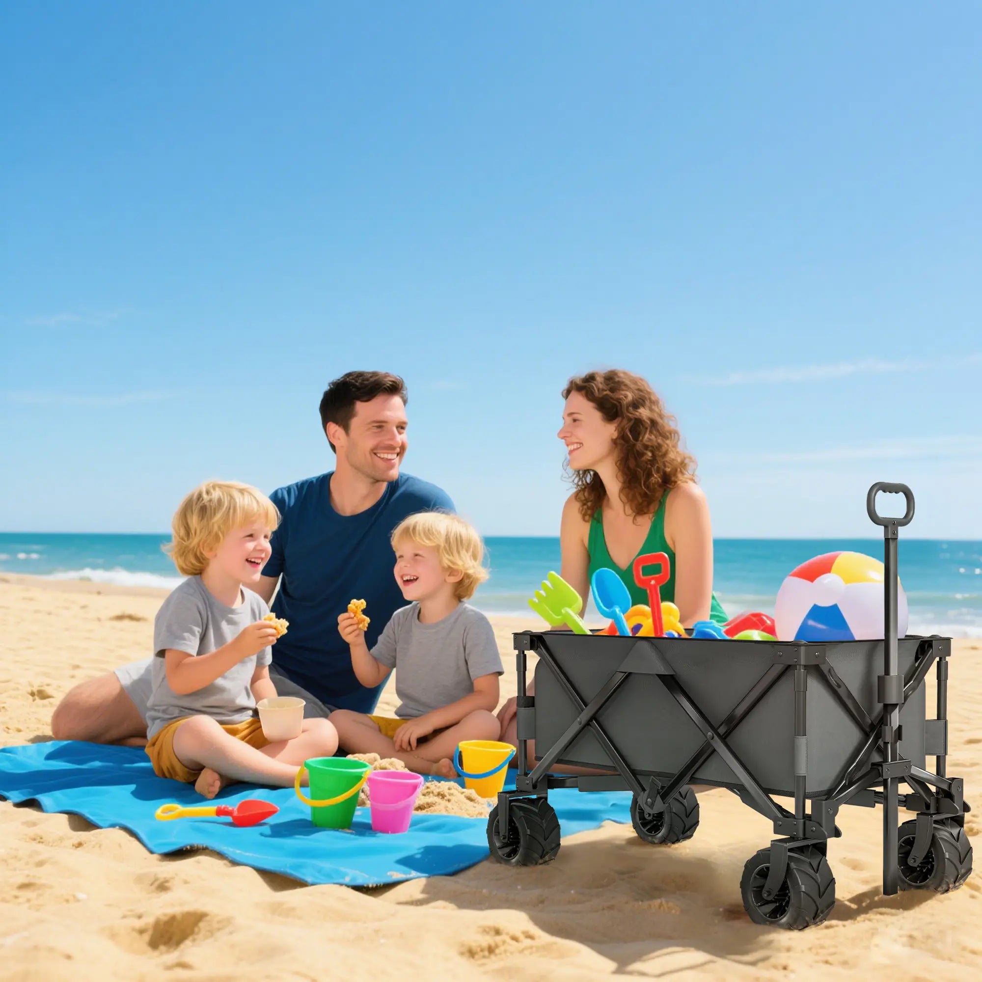 Folding Camping Trailer, Outdoor Pull Along, Anti-Slip Wheel, Dark Grey Bike Cargo Trailers at Gallery Canada