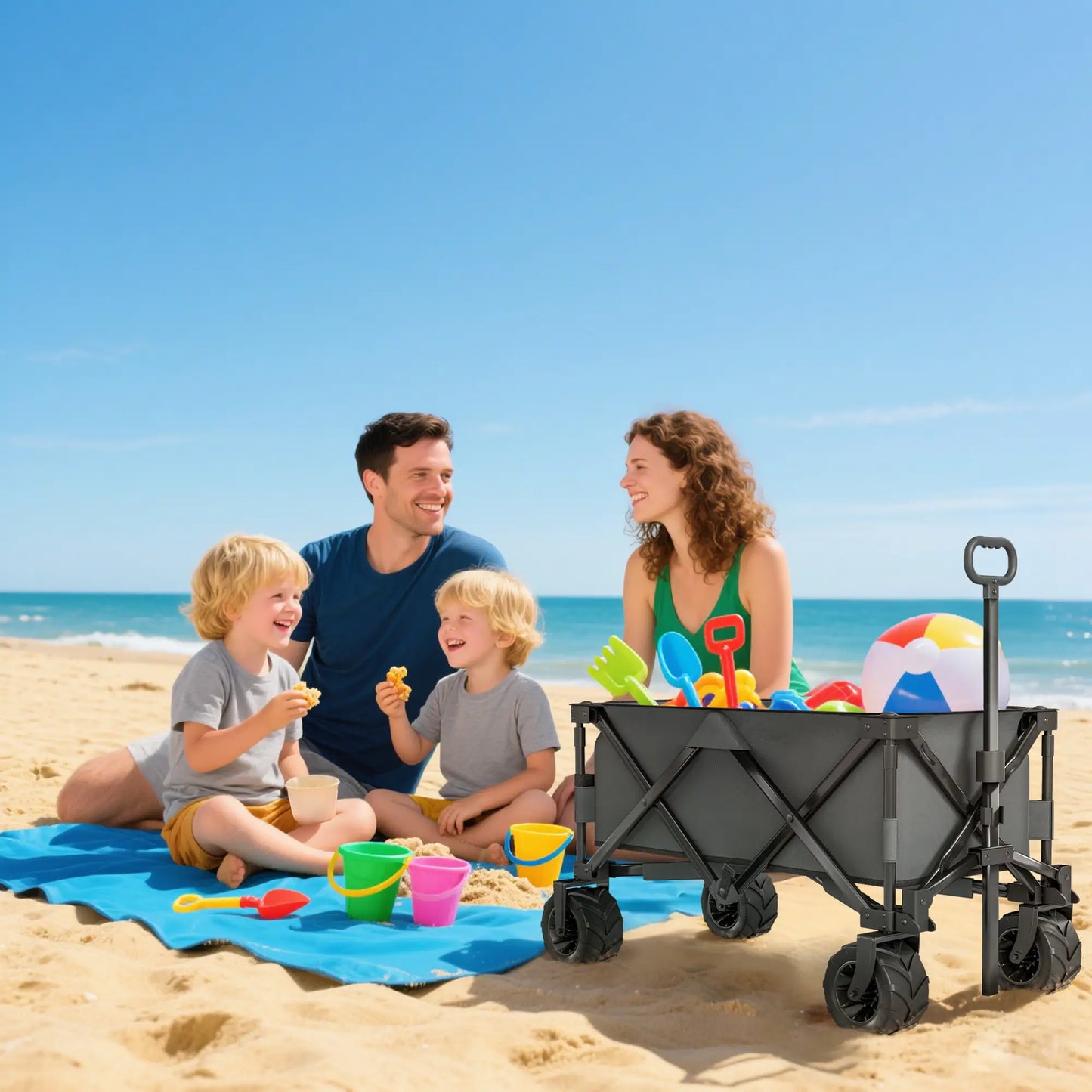 Folding Camping Trailer, Outdoor Pull Along, Anti-Slip Wheel, Dark Grey Bike Cargo Trailers at Gallery Canada