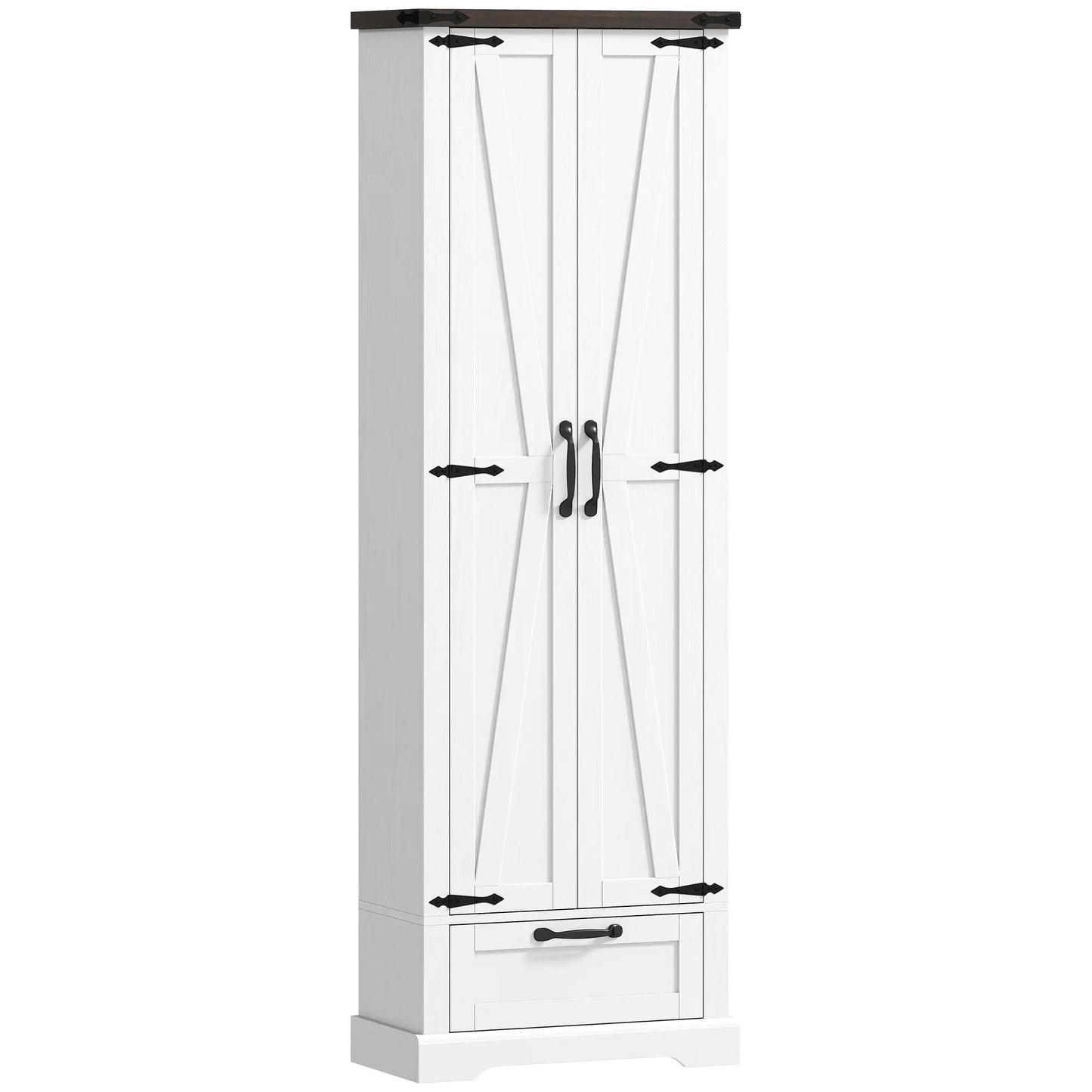71" Pantry Cabinet, Adjustable Shelves, 2 Doors, Drawer, White Kitchen Pantry Cabinets White, Oak at Gallery Canada