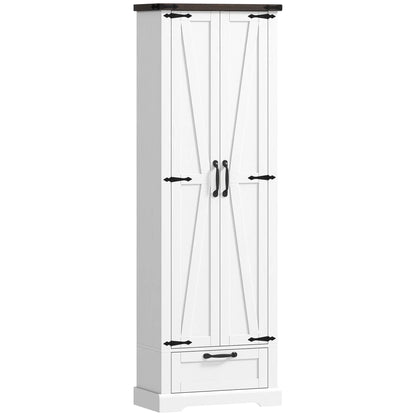 71" Pantry Cabinet, Adjustable Shelves, 2 Doors, Drawer, White Kitchen Pantry Cabinets White, Oak at Gallery Canada